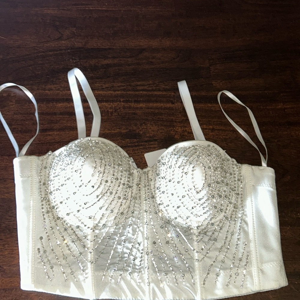 Brand new white Rhinestone Corset Cami Top,Tank-Style Sleeveless